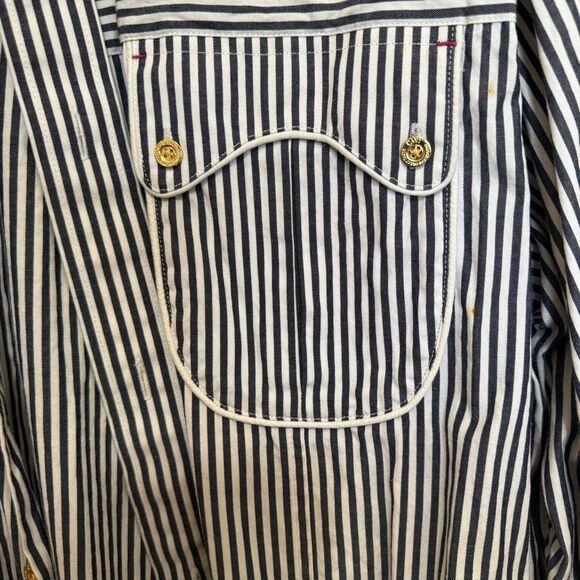 Cavi Men's Black and White Striped Shirt 3XLG long sleeve button up has 2 FLAWS - Picture 12 of 12